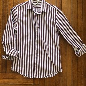 Zara Men’s Maroon/White Stripe Button Down